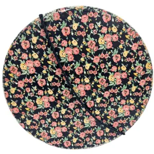 1940s-50s XL vintage wallpaper hat box Pink Flowers on Black  18" x 7" Wide Brim
