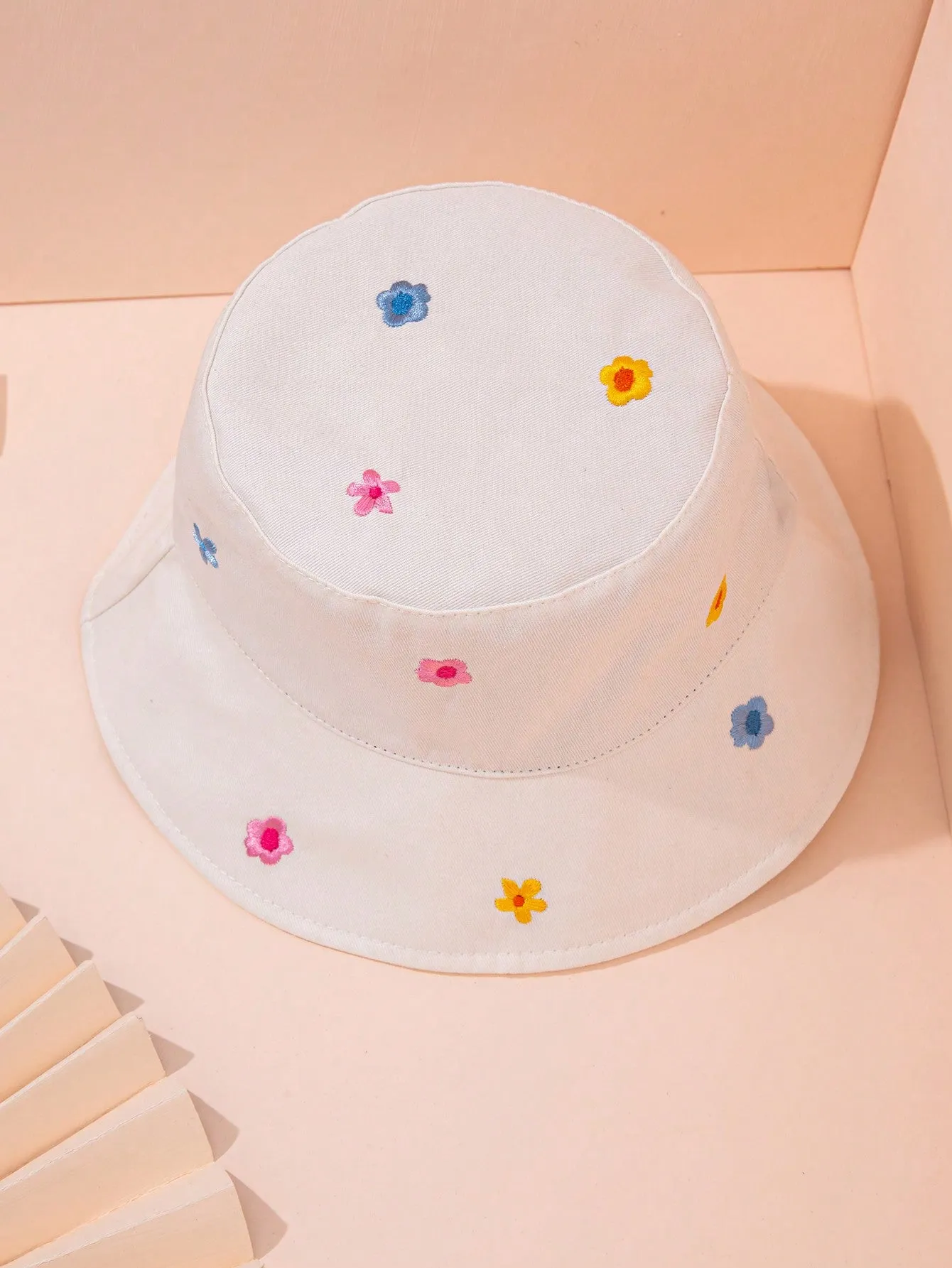 1pc Embroidered Colorful Floral Bucket Hat- FD ⚡