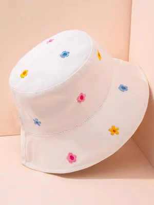 1pc Embroidered Colorful Floral Bucket Hat- FD ⚡