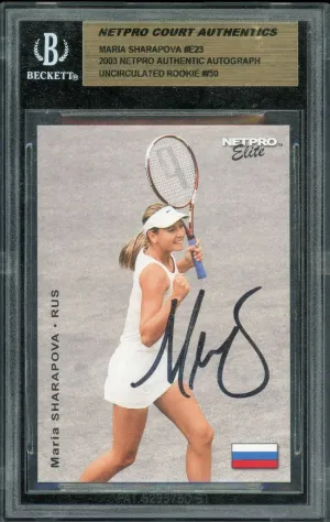 2003 Netpro Elite Court Authentics Maria Sharapova Auto #E23 White Dress RC /50