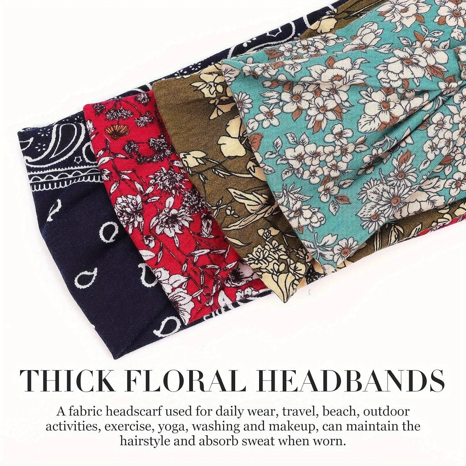 4PCS Anti Slip Wide Edge Headscarf