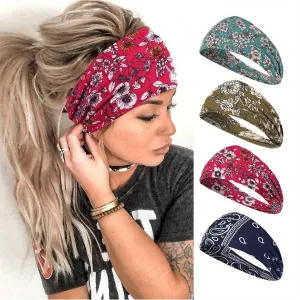 4PCS Anti Slip Wide Edge Headscarf