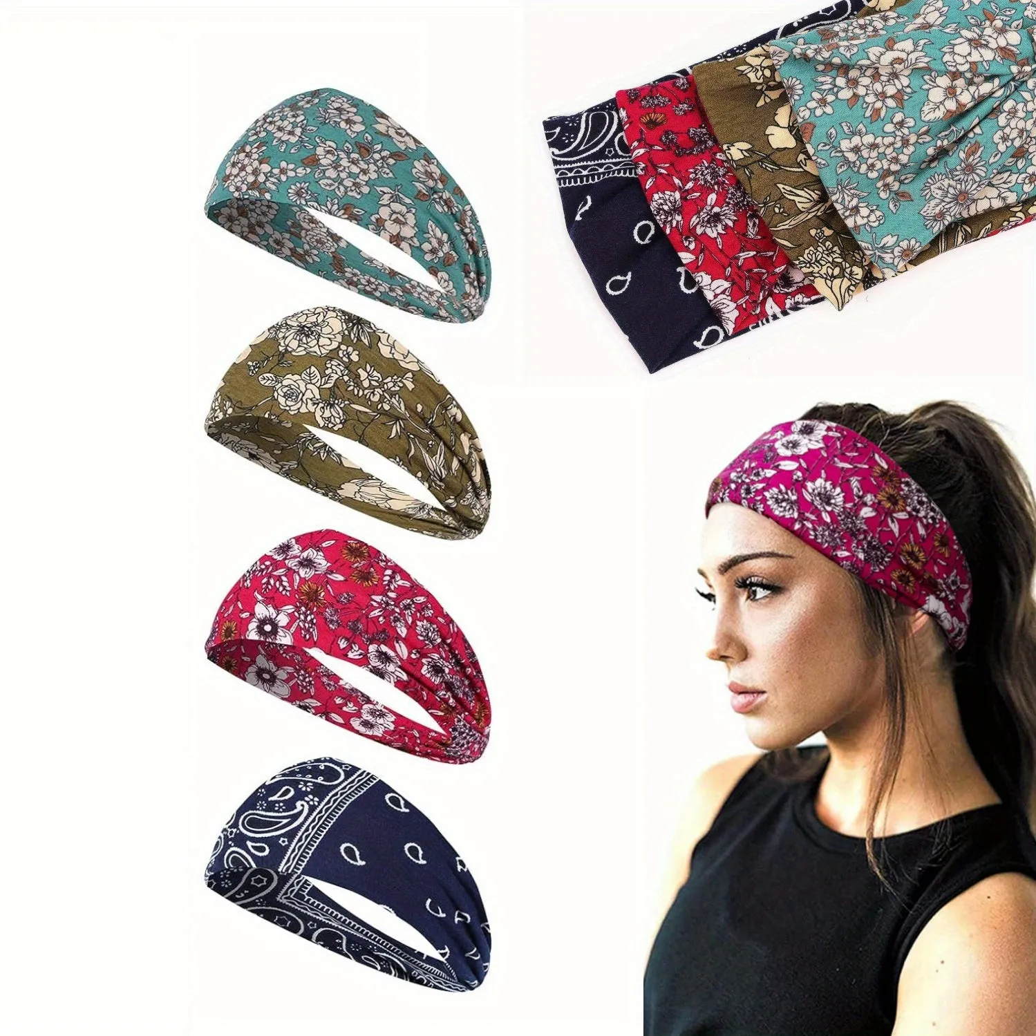 4PCS Anti Slip Wide Edge Headscarf
