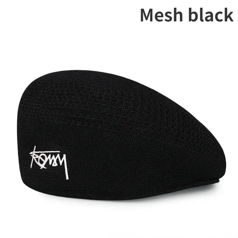 58-60cm Big Size Wool Beret Hat Women Men Summer Knitted Thin Breathable Mesh Berets Cap Autumn Winter Beanie Jackson Wang