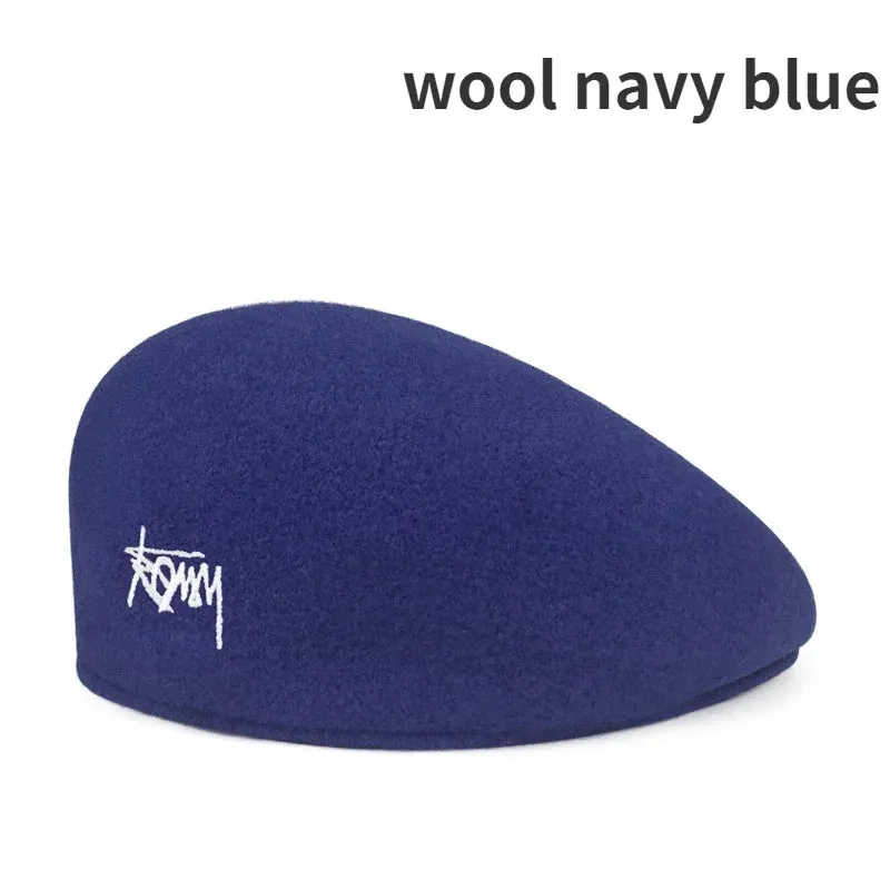 58-60cm Big Size Wool Beret Hat Women Men Summer Knitted Thin Breathable Mesh Berets Cap Autumn Winter Beanie Jackson Wang