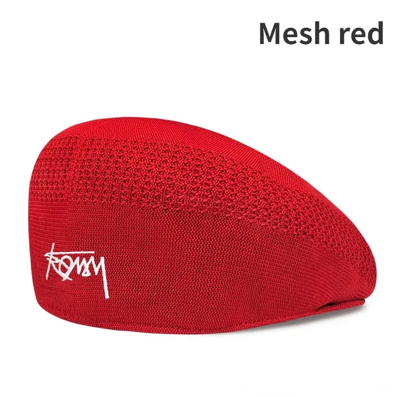 58-60cm Big Size Wool Beret Hat Women Men Summer Knitted Thin Breathable Mesh Berets Cap Autumn Winter Beanie Jackson Wang