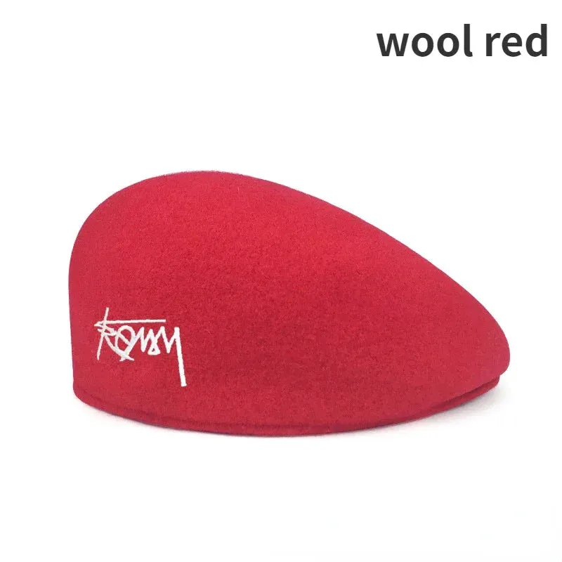 58-60cm Big Size Wool Beret Hat Women Men Summer Knitted Thin Breathable Mesh Berets Cap Autumn Winter Beanie Jackson Wang