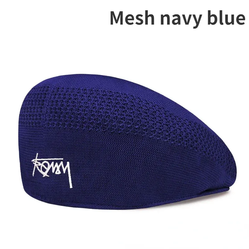 58-60cm Big Size Wool Beret Hat Women Men Summer Knitted Thin Breathable Mesh Berets Cap Autumn Winter Beanie Jackson Wang