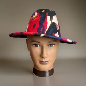 American Flag Design Wide Brim Felt Fedora Panama Hat
