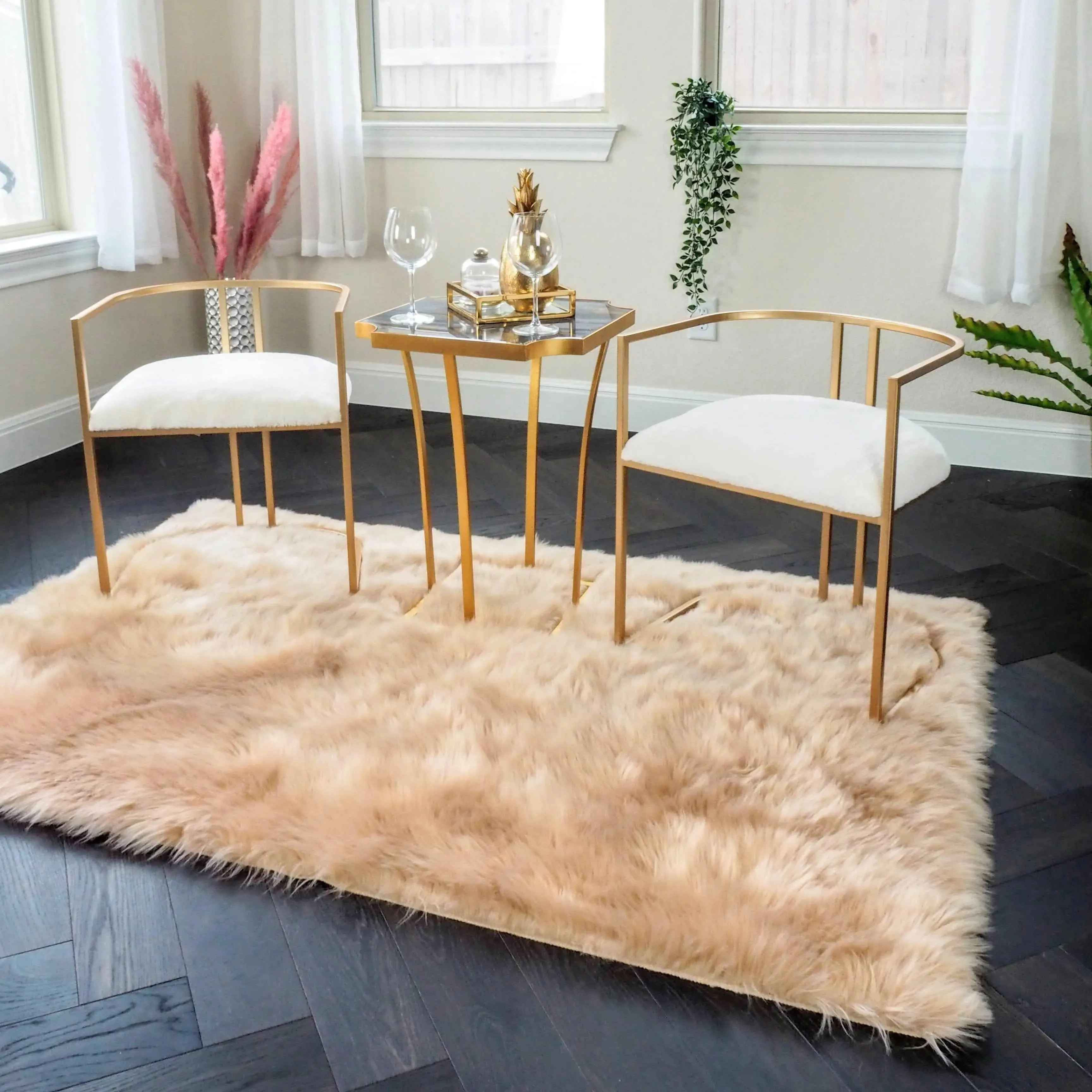 Artificial Wool Faux Fur Rug - 4' x 6'