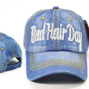 Bad Hair Day Bling Denim Caps