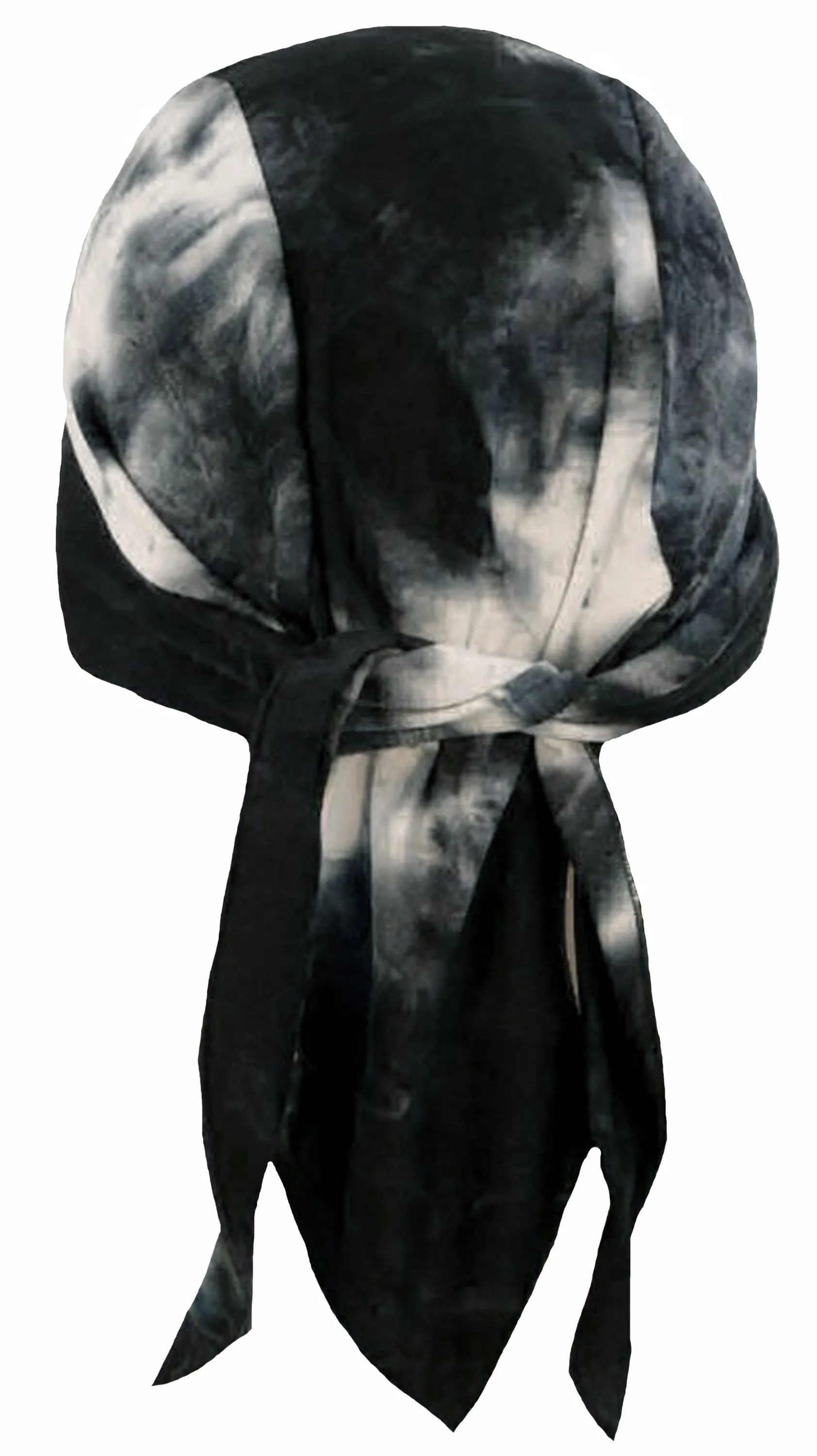 Black and White Tie Dye Doo Rag 1960s Tye Die Dorag Hippie Fun Woodstock with SWEATBAND