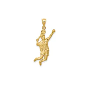 Brushed-Finish Tennis Player Pendant (14K)