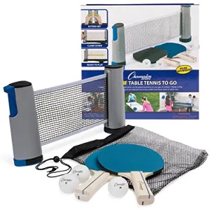 Champion Sports Anywhere Table Tennis: Ping Pong Paddles, Balls, and Portable Net & Post Set to Go Version