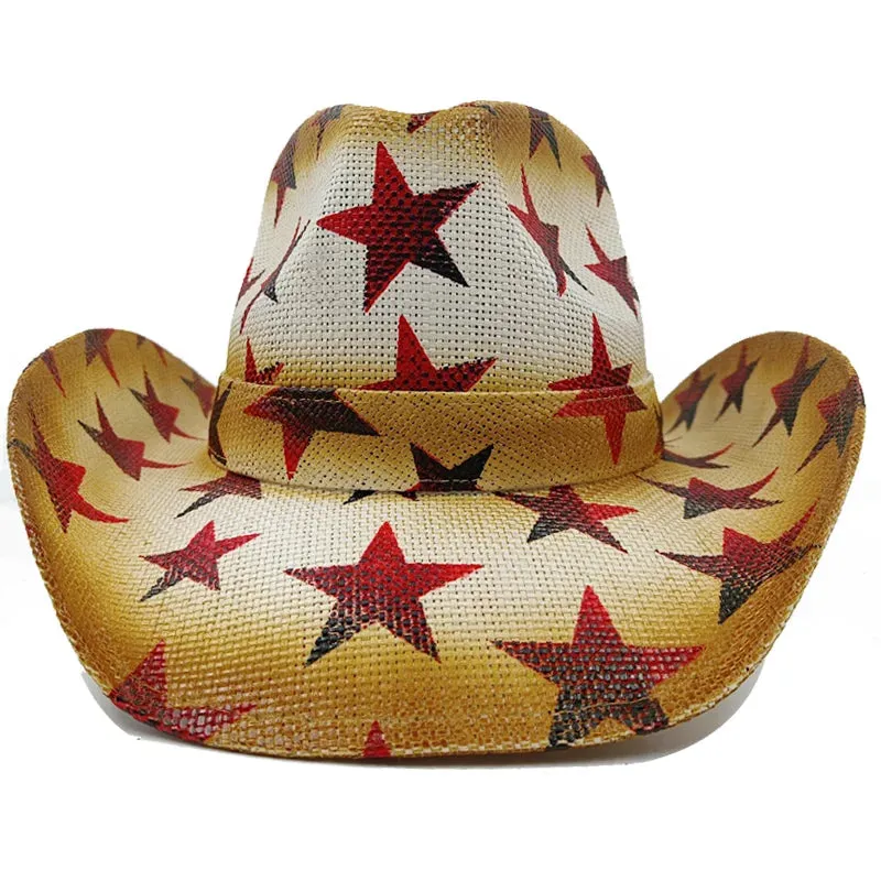 Chapéu de cowboy engrossado de palha vintage