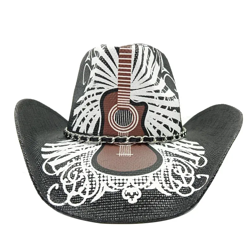 Chapéu de cowboy engrossado de palha vintage