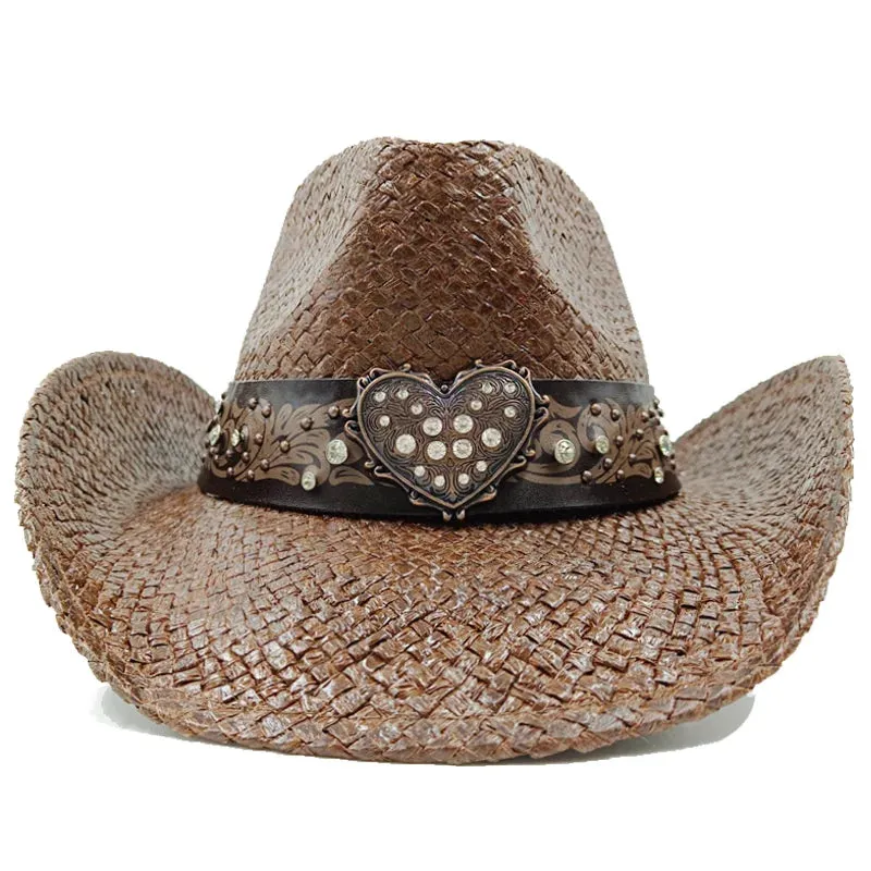Chapéu de cowboy engrossado de palha vintage