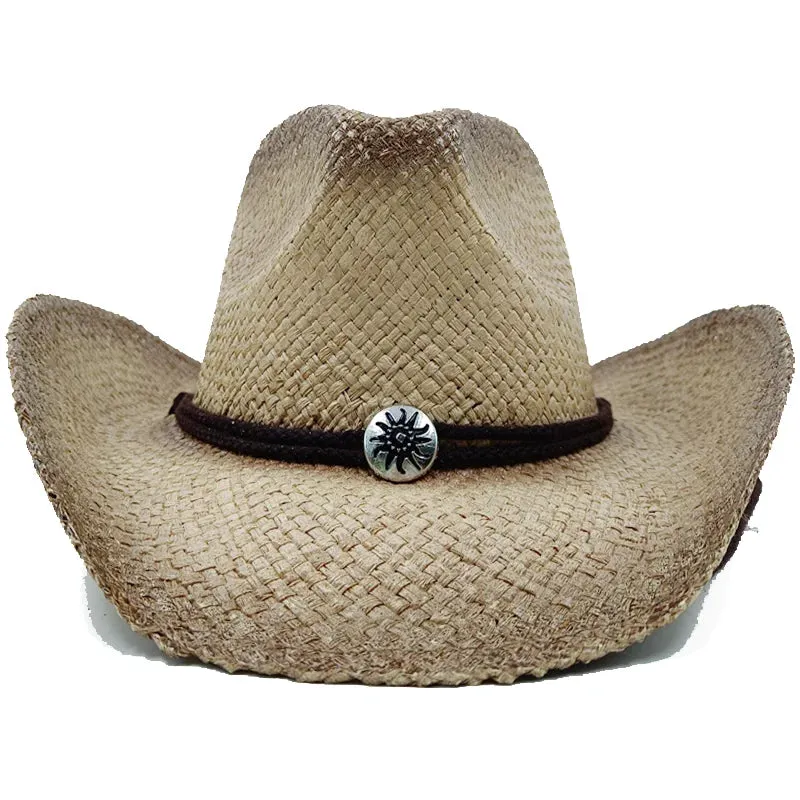 Chapéu de cowboy engrossado de palha vintage
