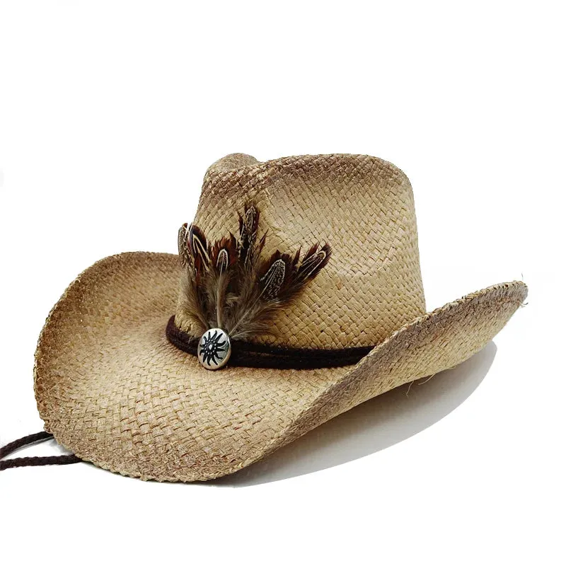 Chapéu de cowboy engrossado de palha vintage