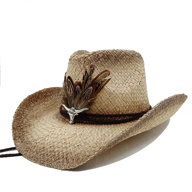 Chapéu de cowboy engrossado de palha vintage