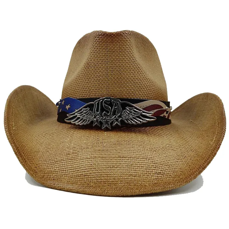 Chapéu de cowboy engrossado de palha vintage