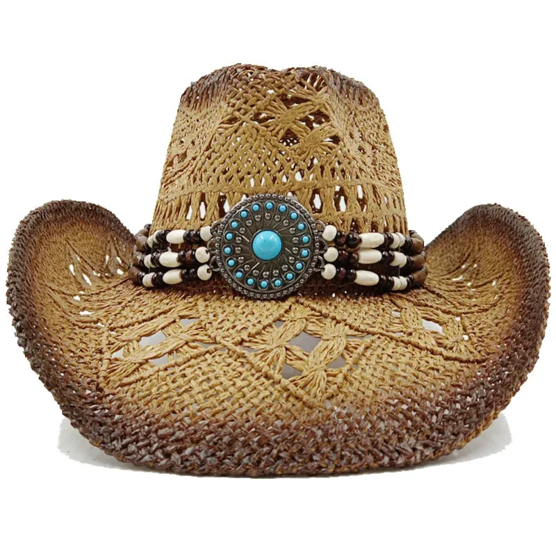 Chapéu de cowboy engrossado de palha vintage