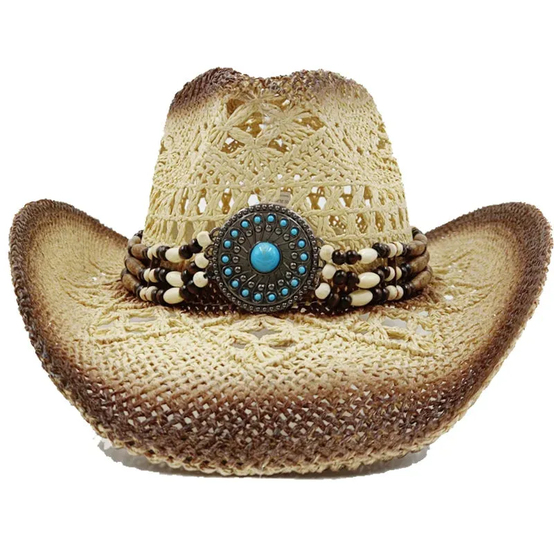 Chapéu de cowboy engrossado de palha vintage