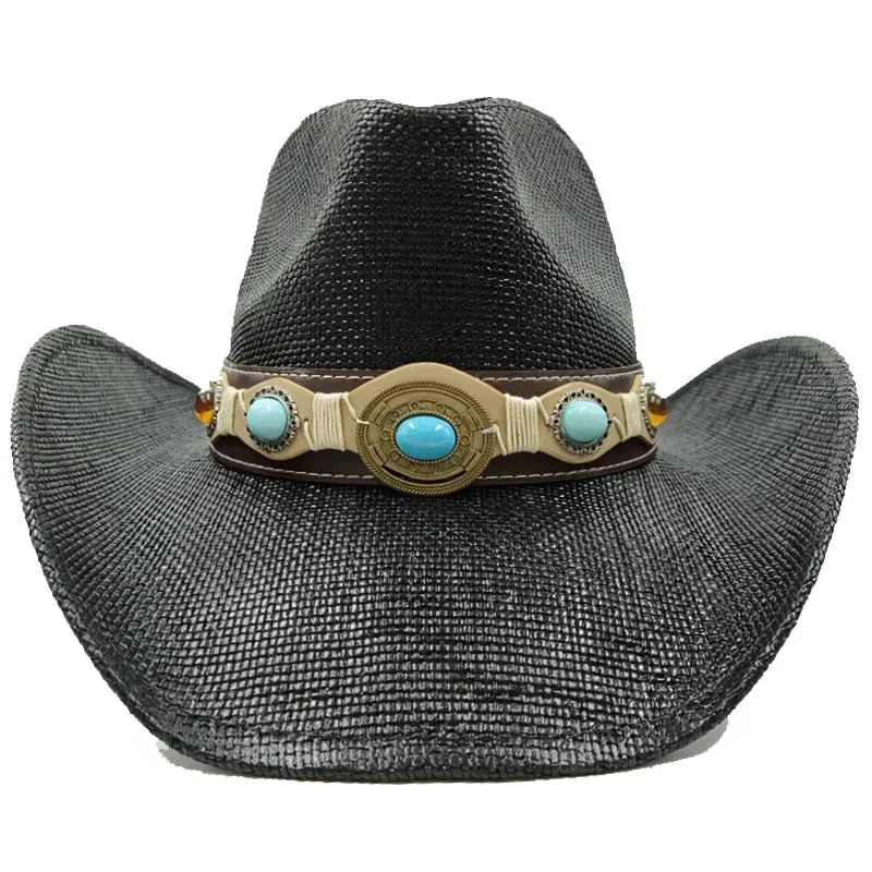 Chapéu de cowboy engrossado de palha vintage