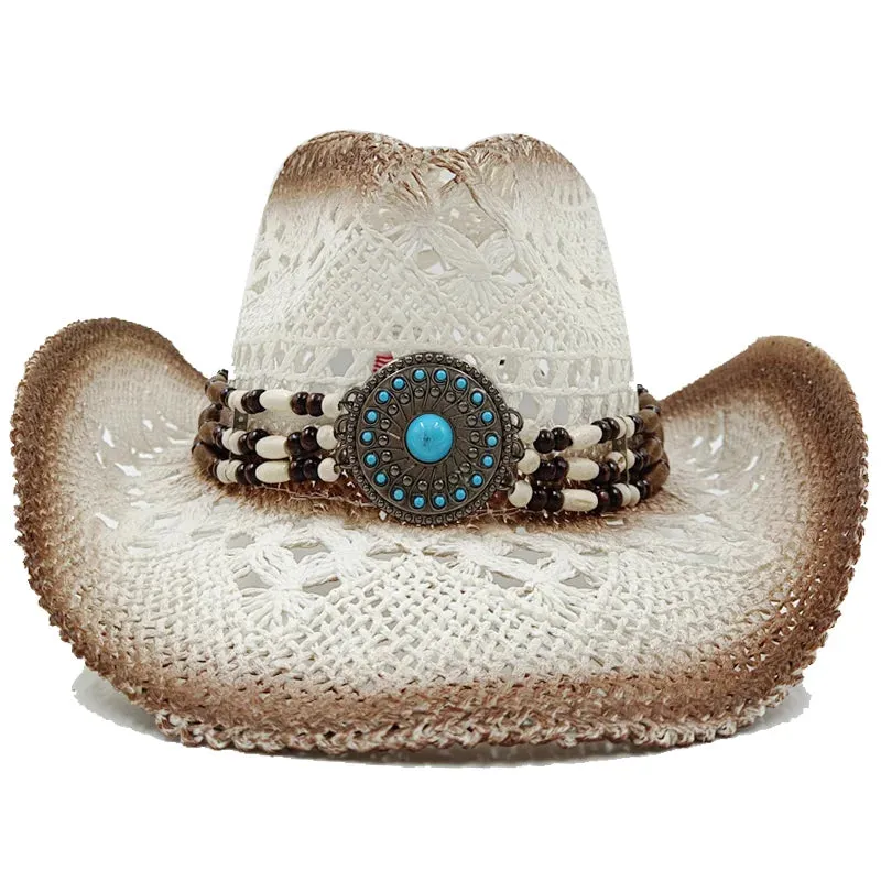 Chapéu de cowboy engrossado de palha vintage