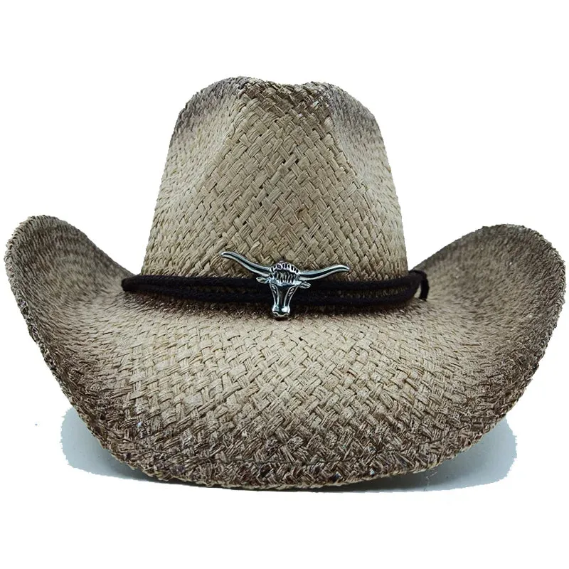 Chapéu de cowboy engrossado de palha vintage