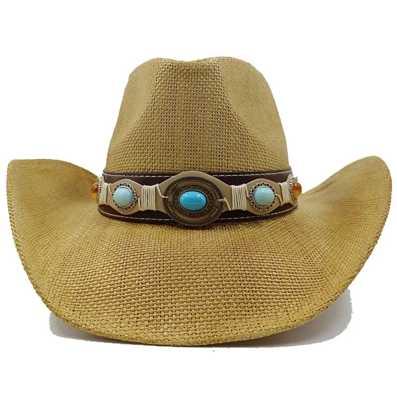 Chapéu de cowboy engrossado de palha vintage