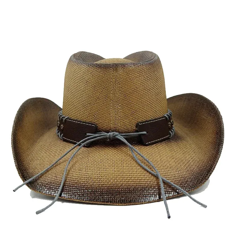 Chapéu de cowboy engrossado de palha vintage