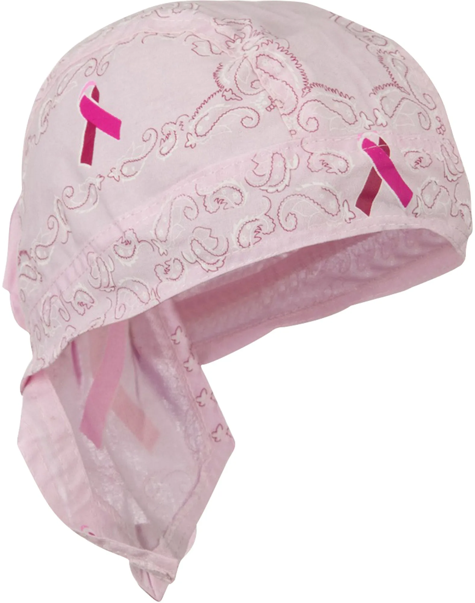 CLEARANCE Pink Ribbon Paisley Head Wrap Breast Cancer Awareness Womens Doo Rag Durag Skull Cap Cotton Sporty Motorcycle Hat