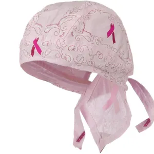 CLEARANCE Pink Ribbon Paisley Head Wrap Breast Cancer Awareness Womens Doo Rag Durag Skull Cap Cotton Sporty Motorcycle Hat