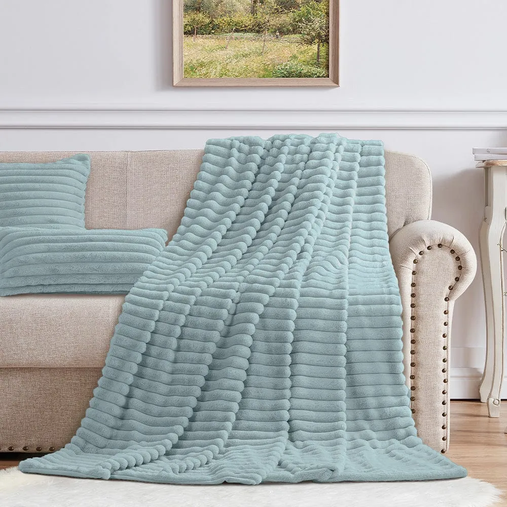Cotton Co Milan Faux fux Throw 120 x 180cm Duck Egg