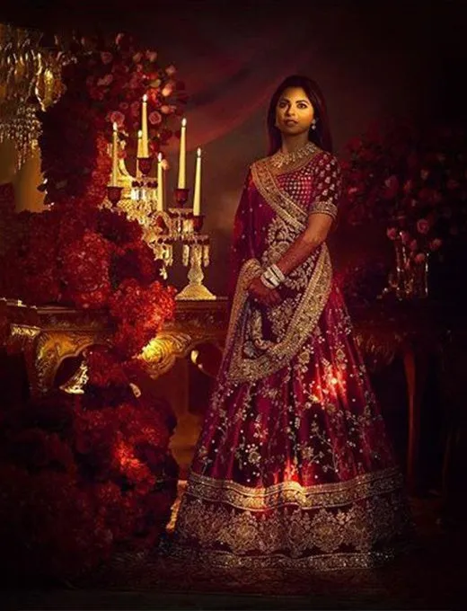 Deep Red Color Velvet Silk Wedding Lehenga