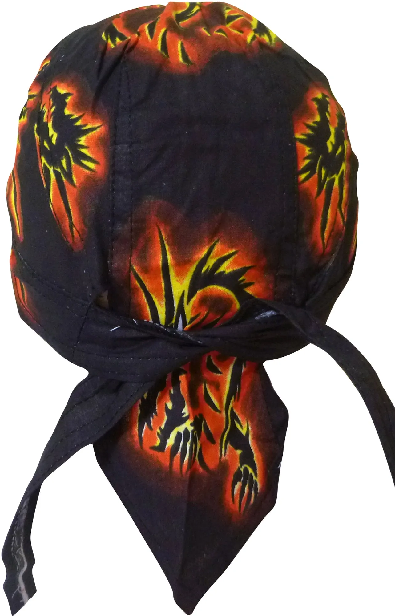 Dragon Dorag with Flames Black Doo Rag Headwrap Cotton Durag Skull Cap