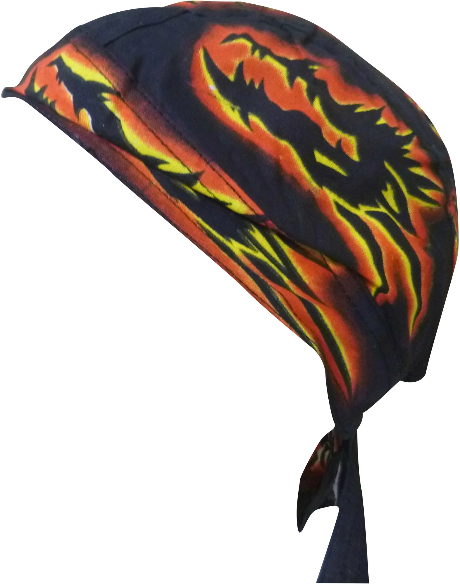 Dragon Dorag with Flames Black Doo Rag Headwrap Cotton Durag Skull Cap