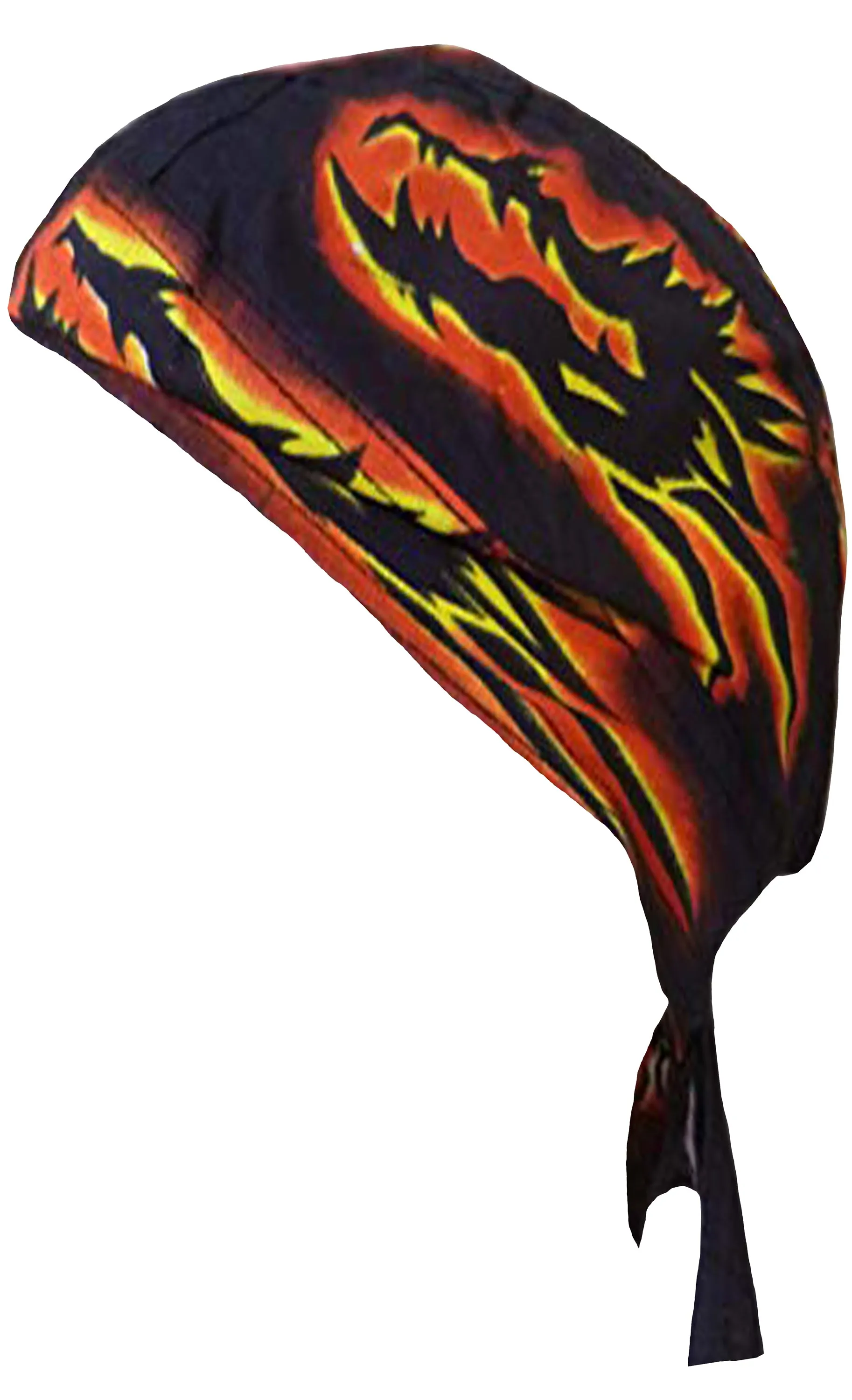 Dragon Dorag with Flames Black Doo Rag Headwrap Cotton Durag Skull Cap