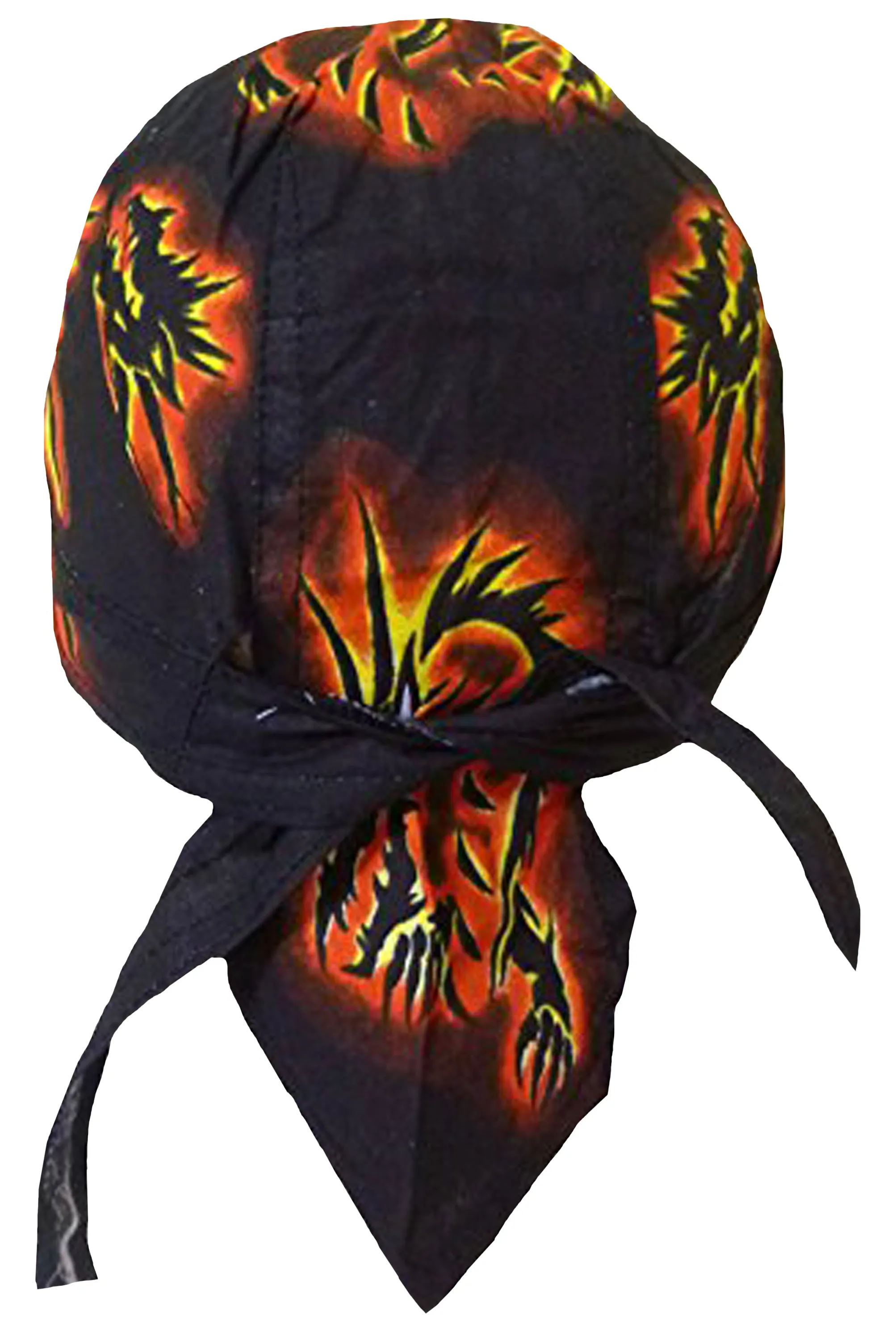 Dragon Dorag with Flames Black Doo Rag Headwrap Cotton Durag Skull Cap