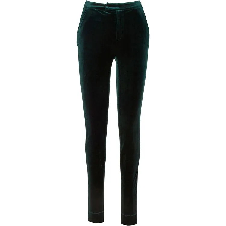 Emerald Velvet Straight Leg Trouser