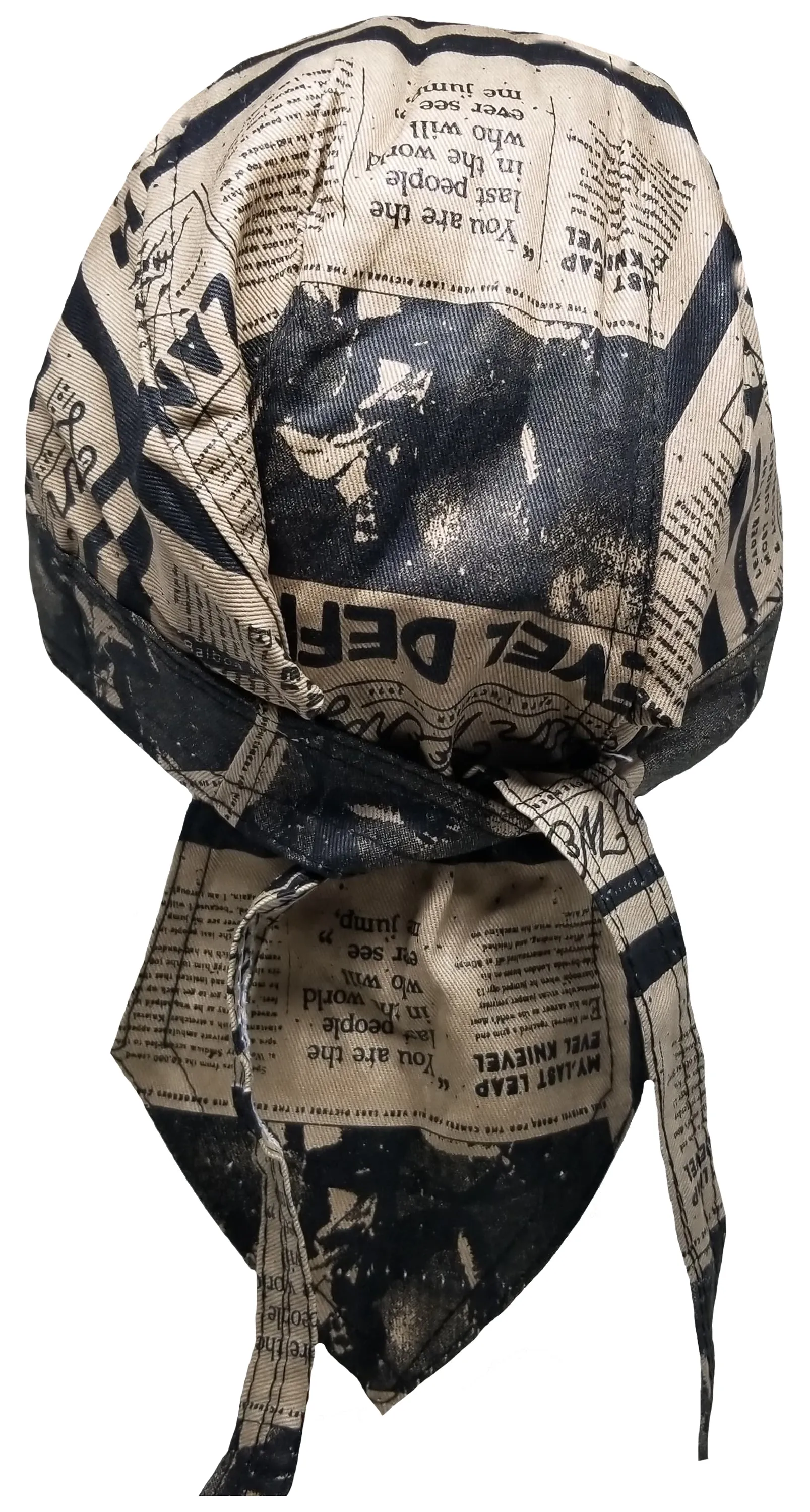 Evel Knievel Skull Cap | Last Jump Tribute Biker Head Wrap | Newspaper Headline Doo Rag