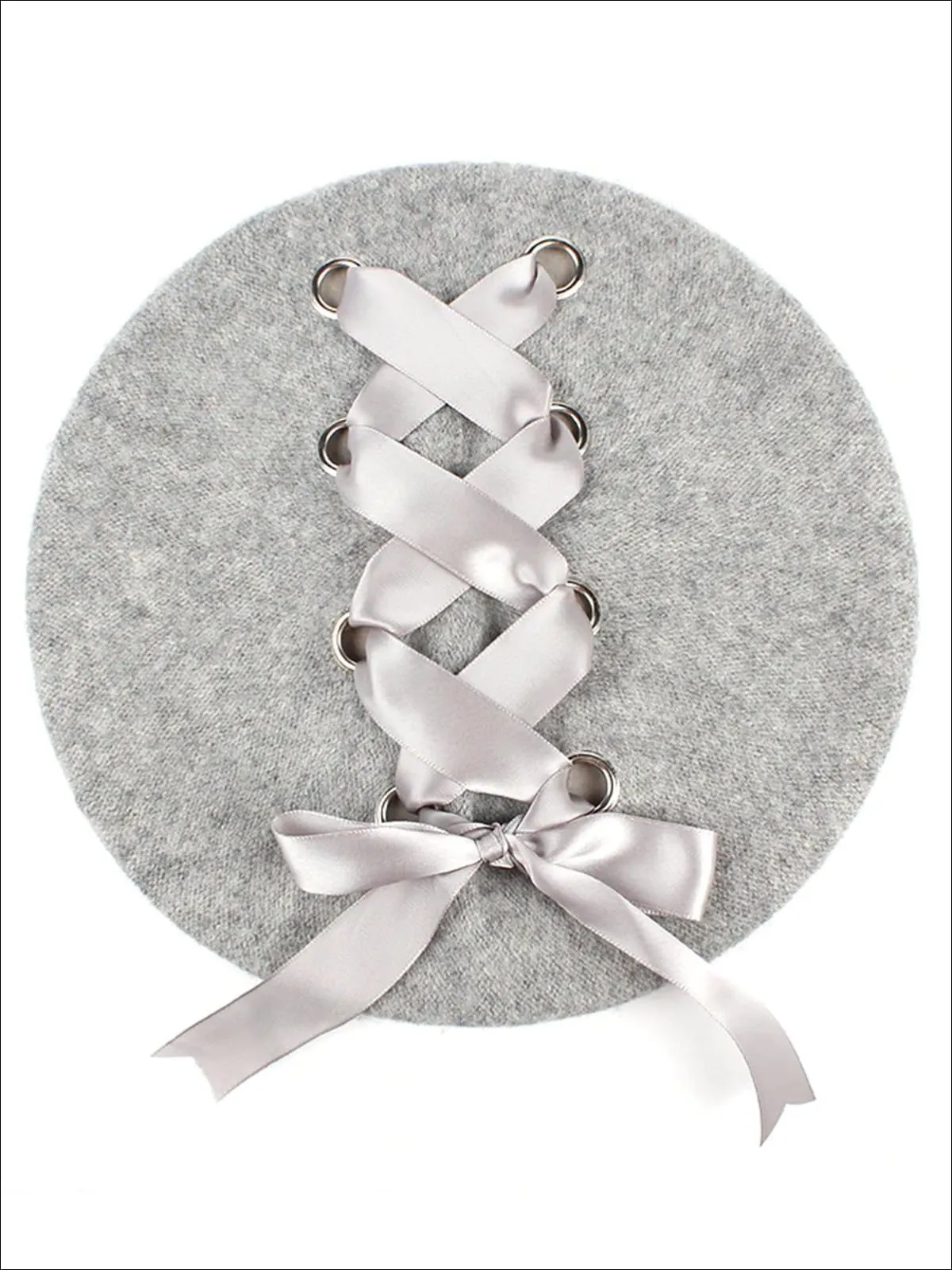 Girls Parisian Style Satin Lace Up Beret