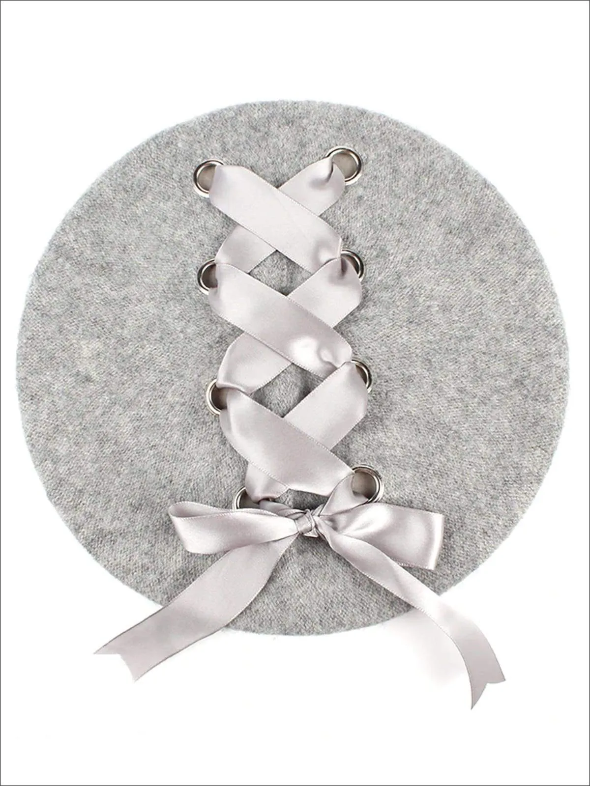 Girls Parisian Style Satin Lace Up Beret