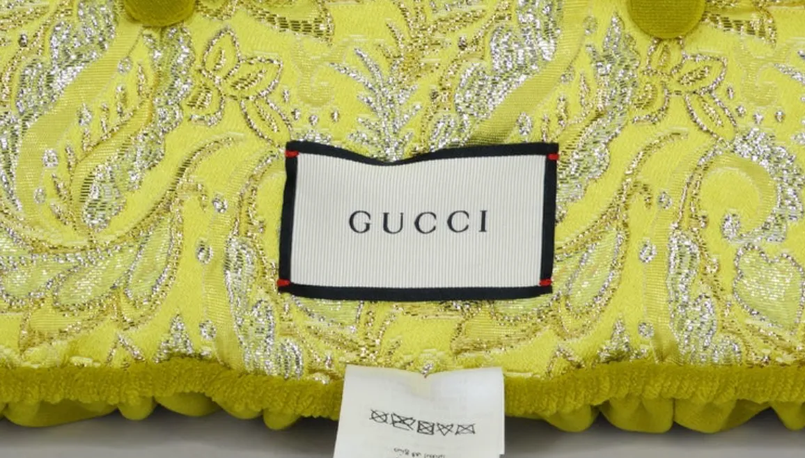 Gucci Embroidered Velvet Yellow Pillow Cushion