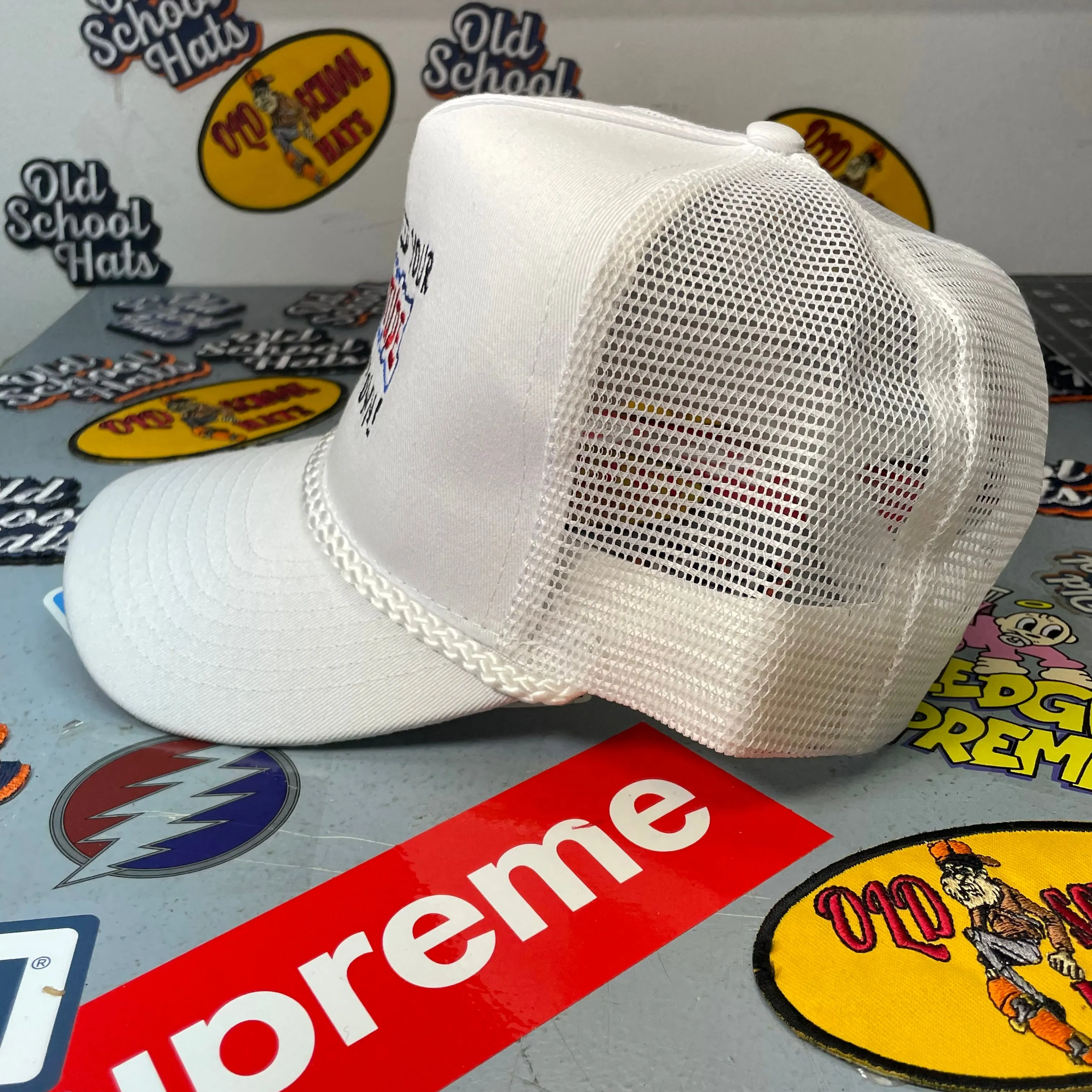 I DONT NEED YOUR ATTITUDE Vintage Custom Embroidered White Mesh Trucker Snapback Cap Hat
