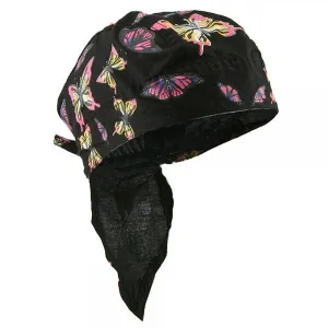 Ladies Doo Rag Colorful Rainbow Butterfly Head Wrap for Womens Durag Chemo Cap Cotton Motorcycle Hat