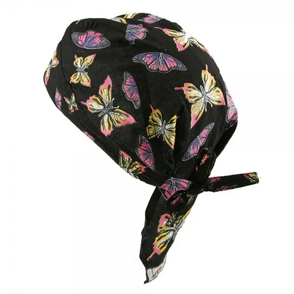 Ladies Doo Rag Colorful Rainbow Butterfly Head Wrap for Womens Durag Chemo Cap Cotton Motorcycle Hat
