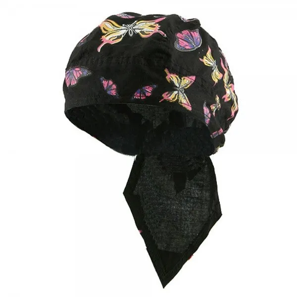 Ladies Doo Rag Colorful Rainbow Butterfly Head Wrap for Womens Durag Chemo Cap Cotton Motorcycle Hat