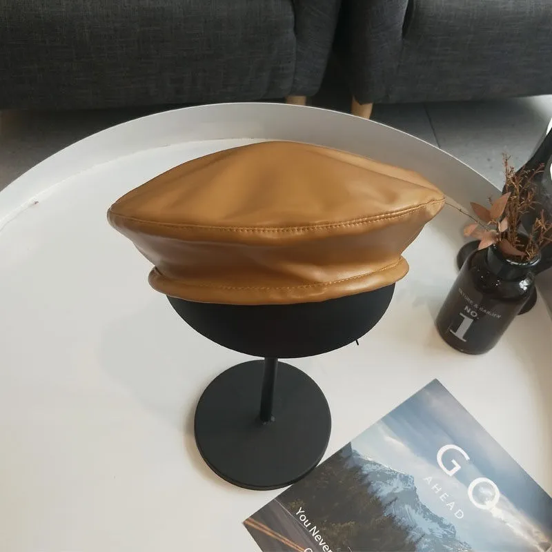 Ladies Year Round Colored Leather Beret Hat